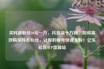 买抖音粉丝10元一万，抖音买十万粉，如何高效购买抖音粉丝，让你的账号快速涨粉！亿乐社区SUP货源站