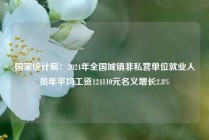 国家统计局：2024年全国城镇非私营单位就业人员年平均工资124110元名义增长2.8%