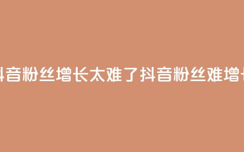 抖音粉丝增长太难了(抖音粉丝难增长?)  第1张 抖音粉丝增长太难了(抖音粉丝难增长?)  第1张