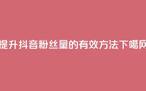提升抖音粉丝量的有效方法  第1张 提升抖音粉丝量的有效方法  第1张