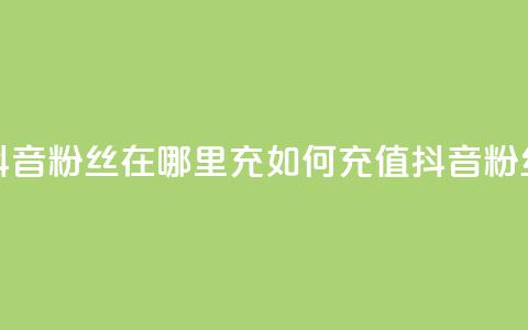 抖音粉丝在哪里充(如何充值抖音粉丝?)  第1张 抖音粉丝在哪里充(如何充值抖音粉丝?)  第1张