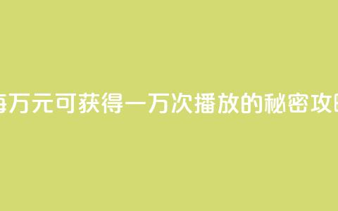 每万元可获得一万次播放的秘密攻略  第1张 每万元可获得一万次播放的秘密攻略  第1张