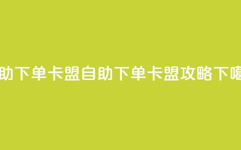 dy自助下单卡盟(自助下单卡盟攻略)  第1张 dy自助下单卡盟(自助下单卡盟攻略)  第1张