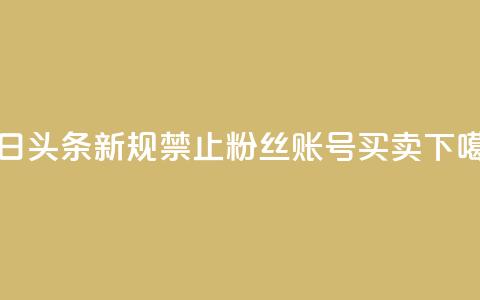 今日头条新规:禁止粉丝账号买卖  第1张 今日头条新规:禁止粉丝账号买卖  第1张