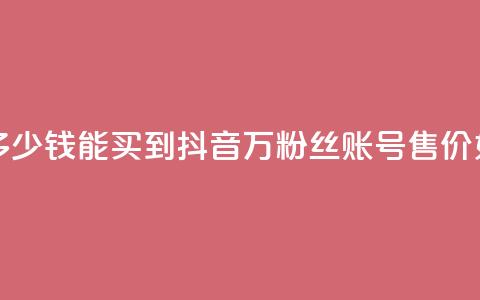 抖音100万账号多少钱能买到(抖音100万粉丝账号售价如何定?)  第1张 抖音100万账号多少钱能买到(抖音100万粉丝账号售价如何定?)  第1张