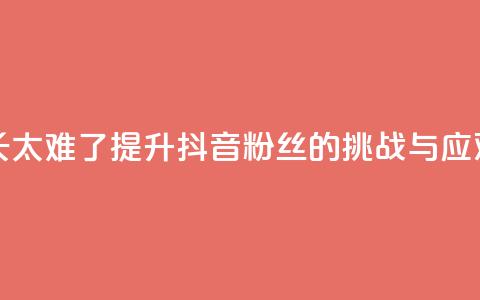 抖音粉丝增长太难了 - 提升抖音粉丝的挑战与应对策略!  第1张 抖音粉丝增长太难了 - 提升抖音粉丝的挑战与应对策略!  第1张
