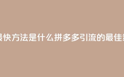 拼多多引流的最快方法是什么 - 拼多多引流的最佳策略分享~  第1张 拼多多引流的最快方法是什么 - 拼多多引流的最佳策略分享~  第1张