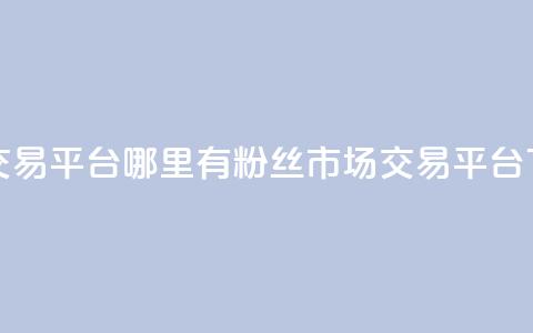 粉丝交易平台哪里有(粉丝市场交易平台)  第1张 粉丝交易平台哪里有(粉丝市场交易平台)  第1张