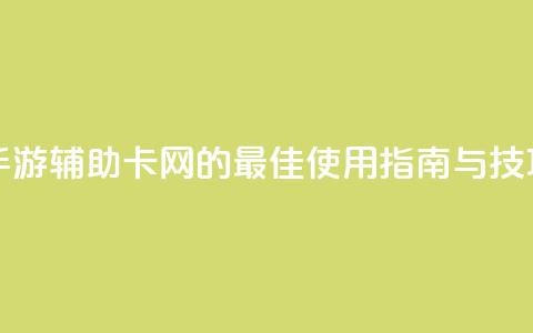 DNF手游辅助卡网的最佳使用指南与技巧  第1张 DNF手游辅助卡网的最佳使用指南与技巧  第1张