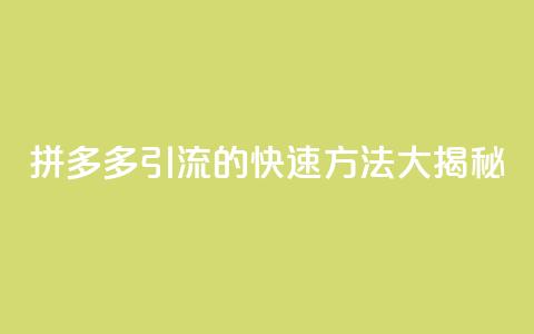拼多多引流的快速方法大揭秘  第1张 拼多多引流的快速方法大揭秘  第1张