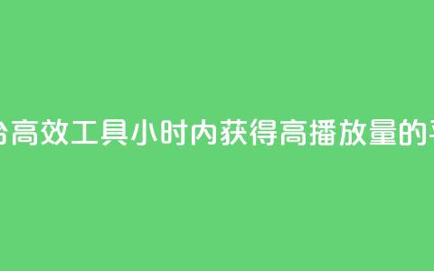 24小时播放量平台 - 高效工具:24小时内获得高播放量的平台推荐~  第1张 24小时播放量平台 - 高效工具:24小时内获得高播放量的平台推荐~  第1张
