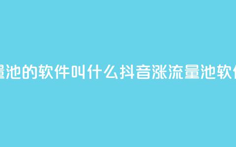 抖音涨流量池的软件叫什么(抖音涨流量池软件名)  第1张 抖音涨流量池的软件叫什么(抖音涨流量池软件名)  第1张