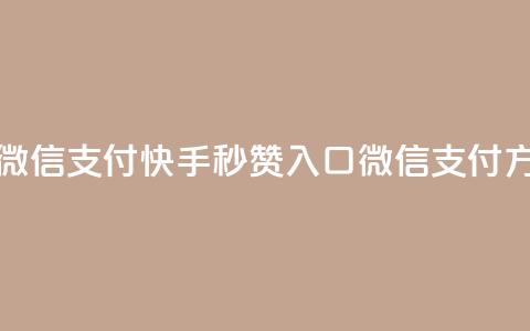 快手秒赞入口微信支付 - 快手秒赞入口微信支付方式详解。  第1张
