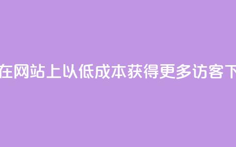 如何在网站上以低成本获得更多访客?  第1张 如何在网站上以低成本获得更多访客?  第1张