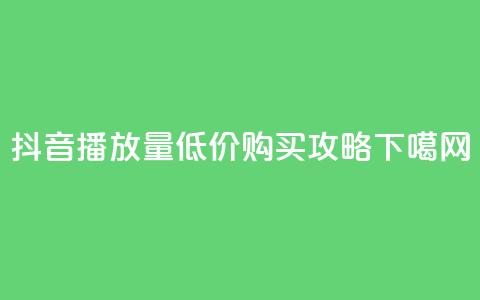 抖音播放量低价购买攻略  第1张 抖音播放量低价购买攻略  第1张