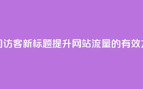 空间访客(新标题:提升网站流量的有效方法)  第1张 空间访客(新标题:提升网站流量的有效方法)  第1张