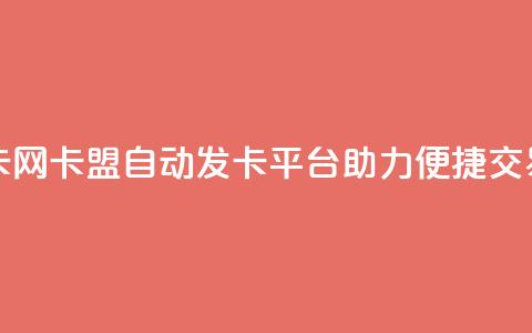 卡盟自动发卡网 - 卡盟自动发卡平台助力便捷交易体验~  第1张 卡盟自动发卡网 - 卡盟自动发卡平台助力便捷交易体验~  第1张