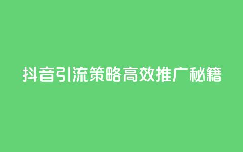 抖音引流策略:高效推广秘籍 第1张 抖音引流策略:高效推广秘籍 第1张