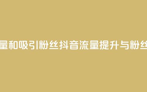 抖音如何增加流量和吸引粉丝(抖音流量提升与粉丝吸引技巧)  第1张 抖音如何增加流量和吸引粉丝(抖音流量提升与粉丝吸引技巧)  第1张