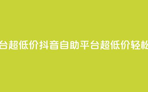 抖音业务低价自助平台超低价 - 抖音自助平台超低价，轻松优化你的业务~  第1张