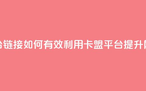卡盟平台链接:如何有效利用卡盟平台提升网站流量  第1张 卡盟平台链接:如何有效利用卡盟平台提升网站流量  第1张