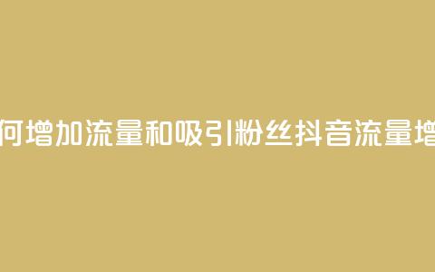 抖音如何增加流量和吸引粉丝(抖音流量增长秘籍)  第1张 抖音如何增加流量和吸引粉丝(抖音流量增长秘籍)  第1张