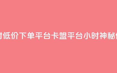 卡盟24小时低价下单平台(卡盟平台24小时神秘低价下单)  第1张
