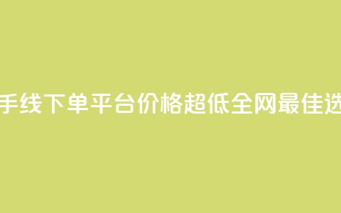 快手线下单平台价格超低全网最佳选择  第1张 快手线下单平台价格超低全网最佳选择  第1张