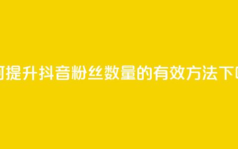 如何提升抖音粉丝数量的有效方法  第1张 如何提升抖音粉丝数量的有效方法  第1张