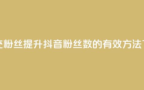 抖音充粉丝(提升抖音粉丝数的有效方法)  第1张 抖音充粉丝(提升抖音粉丝数的有效方法)  第1张