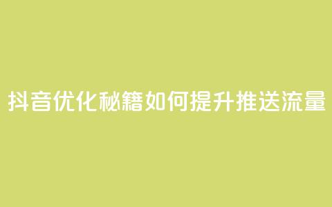 抖音优化秘籍:如何提升推送流量  第1张 抖音优化秘籍:如何提升推送流量  第1张