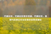 代刷社区,代刷社区低价货源,代刷社区,真相与反思亿乐社区低价自营货源站