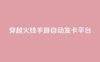 穿越火线手游自动发卡平台 - 穿越火线手游自动发卡平台:一个便捷的游戏卡获取方式。