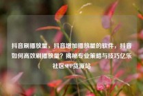 抖音刷播放量,抖音增加播放量的软件,抖音如何高效刷播放量?揭秘专业策略与技巧亿乐社区SUP货源站