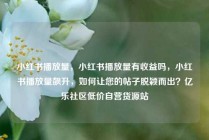 小红书播放量,小红书播放量有收益吗,小红书播放量飙升,如何让您的帖子脱颖而出?亿乐社区低价自营货源站