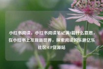 小红书阅读,小红书阅读笔记满8篇什么意思,在小红书上发现新世界,探索阅读的乐趣亿乐社区SUP货源站