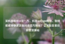 买抖音粉丝10元一万,抖音10元1000粉丝,如何低成本快速获取抖音百万粉丝?亿乐社区低价自营货源站