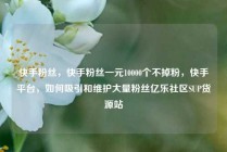 快手粉丝,快手粉丝一元10000个不掉粉,快手平台,如何吸引和维护大量粉丝亿乐社区SUP货源站