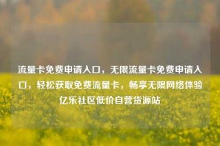流量卡免费申请入口,无限流量卡免费申请入口,轻松获取免费流量卡,畅享无限网络体验亿乐社区低价自营货源站