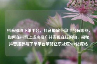 抖音播放下单平台,抖音播放下单平台有哪些,如何在抖音上成功推广并实现在线购物,揭秘抖音播放与下单平台策略亿乐社区SUP货源站
