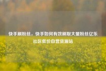 快手刷粉丝,快手如何有效刷取大量粉丝亿乐社区低价自营货源站