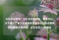 小红书点赞网,小红书点赞网址,当然可以。以下是一个基于您提供的关键词小红书点赞网的标题和文章内容,亿乐社区SUP货源站
