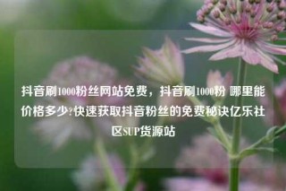 抖音刷1000粉丝网站免费,抖音刷1000粉 哪里能价格多少?快速获取抖音粉丝的免费秘诀亿乐社区SUP货源站