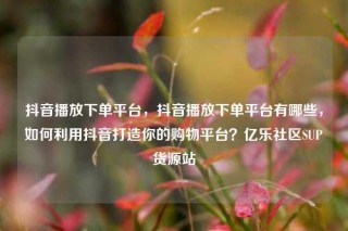 抖音播放下单平台,抖音播放下单平台有哪些,如何利用抖音打造你的购物平台?亿乐社区SUP货源站