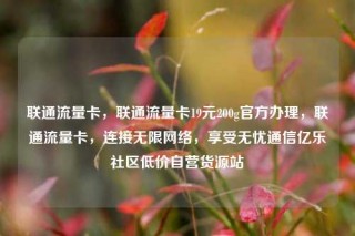 联通流量卡,联通流量卡19元200g官方办理,联通流量卡,连接无限网络,享受无忧通信亿乐社区低价自营货源站