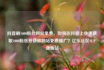 抖音刷1000粉丝网站免费,如何在抖音上快速获取1000粉丝并获得网站免费推广?亿乐社区SUP货源站