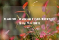 抖音刷粉丝,如何在抖音上迅速积累大量粉丝?亿乐社区SUP货源站