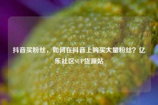 抖音买粉丝,如何在抖音上购买大量粉丝?亿乐社区SUP货源站
