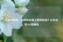 抖音买粉丝,如何在抖音上购买粉丝?亿乐社区SUP货源站