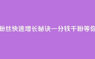 抖音粉丝快速增长秘诀,一分钱千粉等你来抢